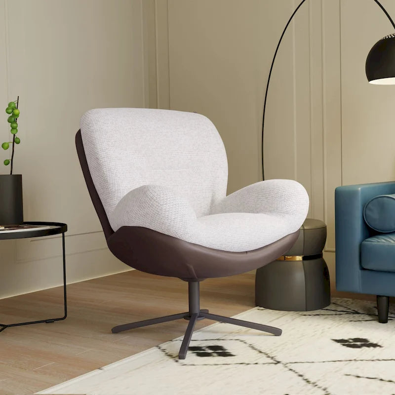 Chenille Swivel Chair with Metal Base
