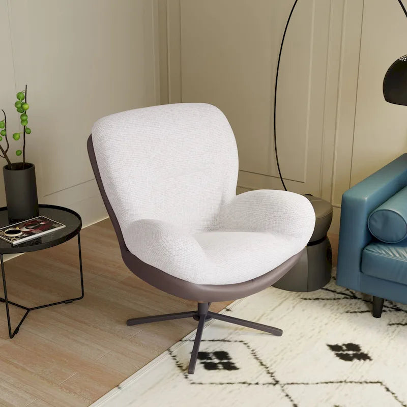 Chenille Swivel Chair with Metal Base