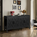 Sideboard-Schrank mit 4 Türen, verstellbarem Einlegeboden und Beinen aus Massivholz