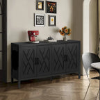 Sideboard-Schrank mit 4 Türen, verstellbarem Einlegeboden und Beinen aus Massivholz