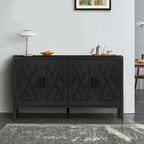 Sideboard-Schrank mit 4 Türen, verstellbarem Einlegeboden und Beinen aus Massivholz