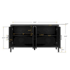 Sideboard-Schrank mit 4 Türen, verstellbarem Einlegeboden und Beinen aus Massivholz