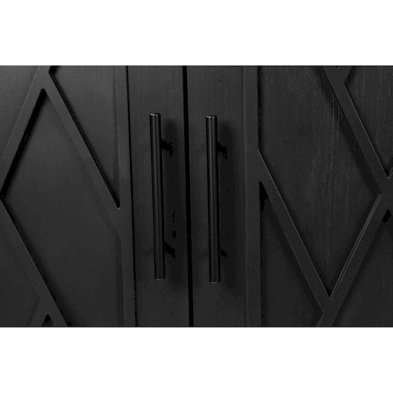 Sideboard-Schrank mit 4 Türen, verstellbarem Einlegeboden und Beinen aus Massivholz