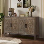 Sideboard-Schrank mit 4 Türen, verstellbarem Einlegeboden und Beinen aus Massivholz