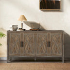 Sideboard-Schrank mit 4 Türen, verstellbarem Einlegeboden und Beinen aus Massivholz