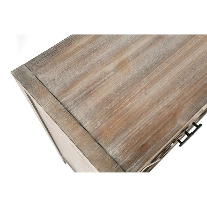 Sideboard-Schrank mit 4 Türen, verstellbarem Einlegeboden und Beinen aus Massivholz