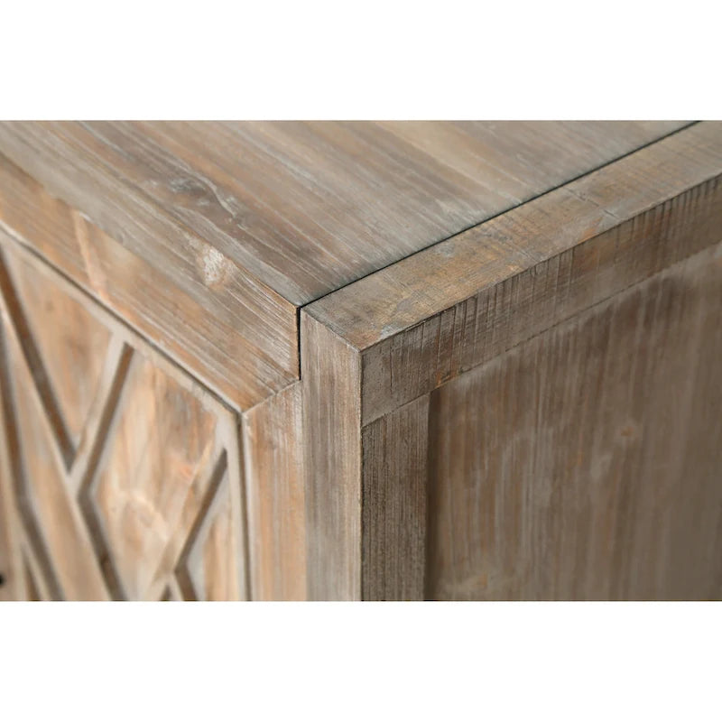 Sideboard-Schrank mit 4 Türen, verstellbarem Einlegeboden und Beinen aus Massivholz
