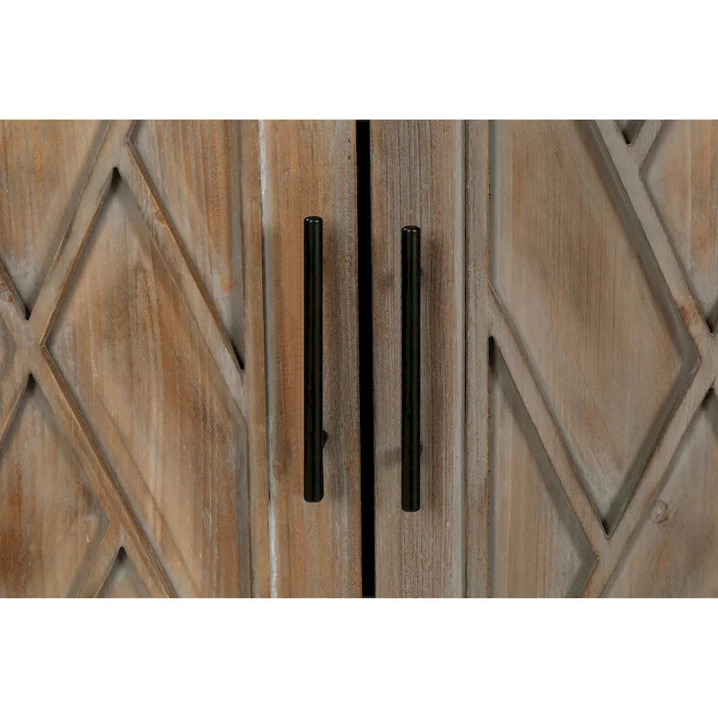 Sideboard-Schrank mit 4 Türen, verstellbarem Einlegeboden und Beinen aus Massivholz