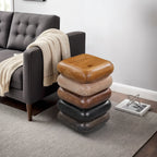 Zyra 12 Inch Side End Table, Sculptural Stacked Design, Mango and Acacia Wood Artisanship, Brown