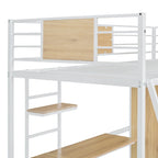Hochbett in Einzelgröße mit L-förmigem Schreibtisch, Kleiderschrank, Sicherheitsgitter und Leiter