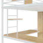 Hochbett in Einzelgröße mit L-förmigem Schreibtisch, Kleiderschrank, Sicherheitsgitter und Leiter