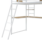Hochbett in Einzelgröße mit L-förmigem Schreibtisch, Kleiderschrank, Sicherheitsgitter und Leiter