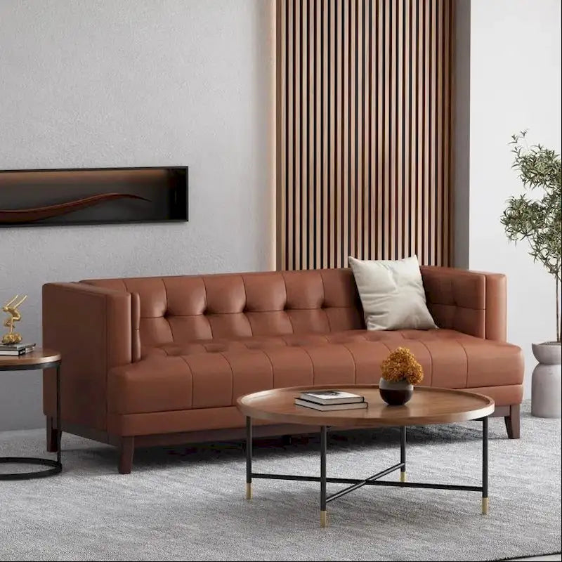Sofa mit Knopfheftung für 3 Personen, 80.75", mit Holzbeinen