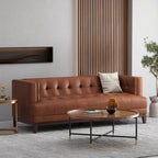 Modern 80.75 Button Tufted 3-seater Sofa with Wood Legs for Living Room