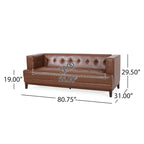 Sofa mit Knopfheftung für 3 Personen, 80.75", mit Holzbeinen