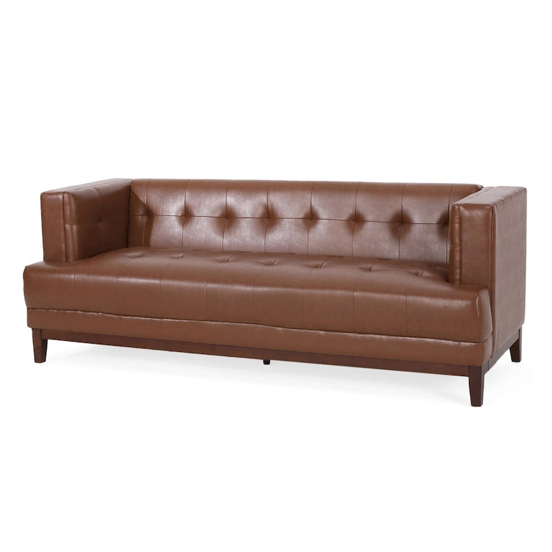 Sofa mit Knopfheftung für 3 Personen, 80.75", mit Holzbeinen