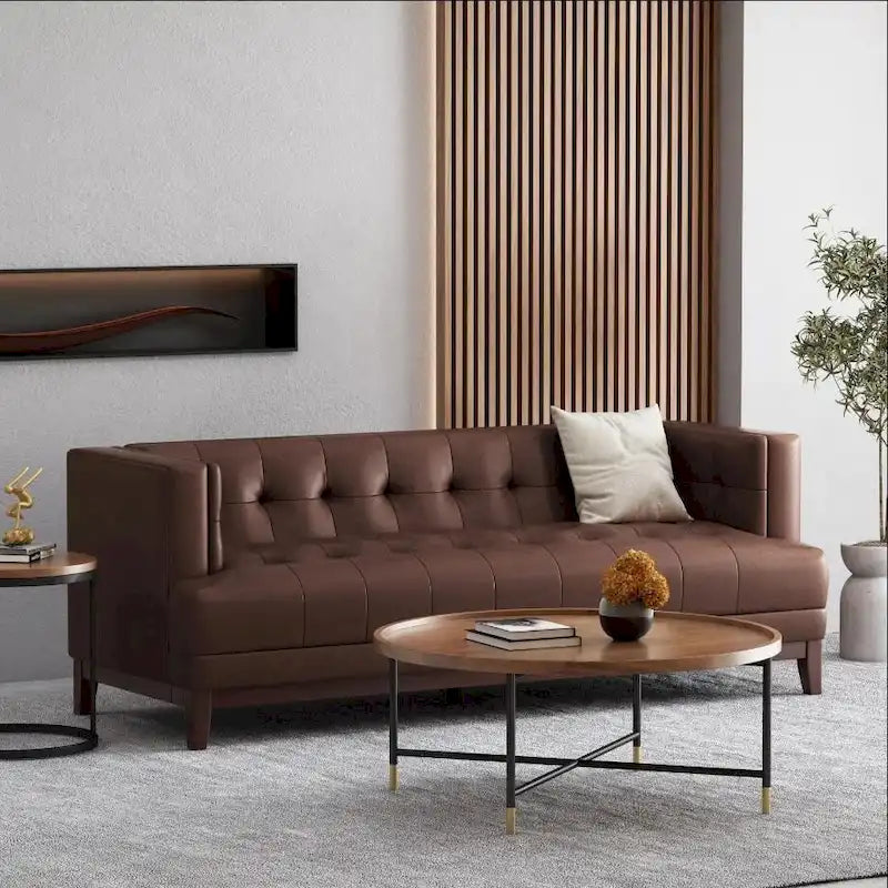 Sofa mit Knopfheftung für 3 Personen, 80.75", mit Holzbeinen