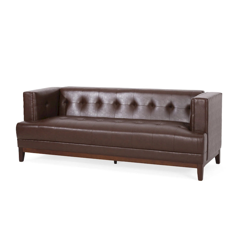 Sofa mit Knopfheftung für 3 Personen, 80.75", mit Holzbeinen