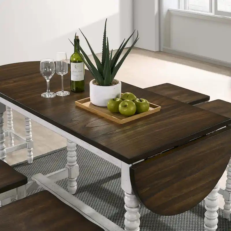 Mesa de 71 pulgadas de altura de barra con ala abatible, nogal oscuro