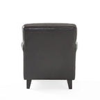 Fauteuil club capitonné en cuir reconstitué marron