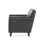 Fauteuil club capitonné en cuir reconstitué marron