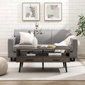 Table basse contemporaine avec tiroirs et rangement ouvert