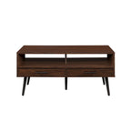 Table basse contemporaine avec tiroirs et rangement ouvert