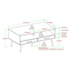 Table basse contemporaine avec tiroirs et rangement ouvert