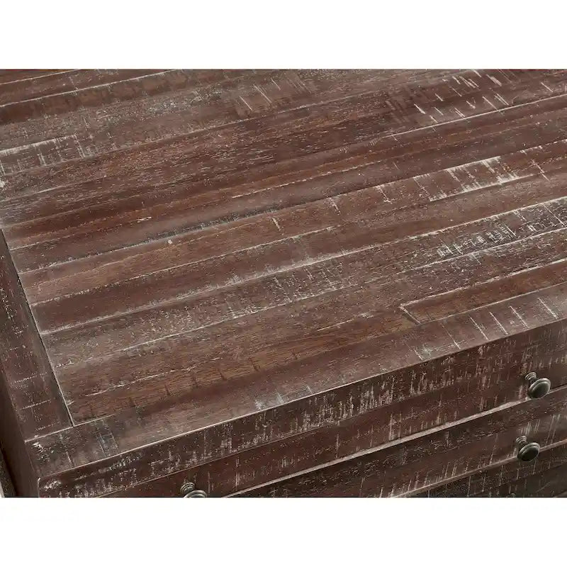 Mesa de centro con ruedas de madera maciza y cajones