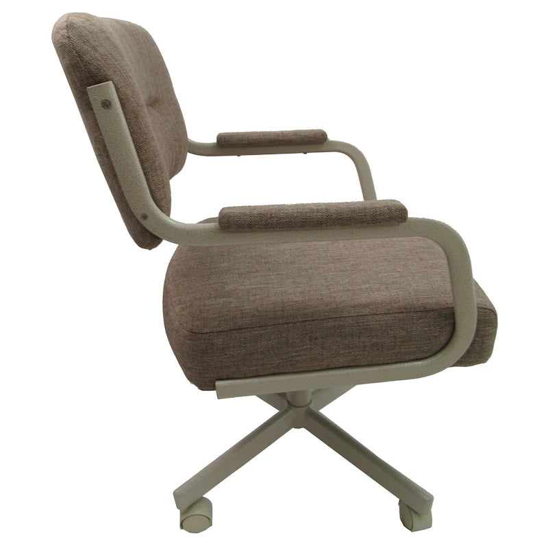 Silla de comedor tapizada giratoria con ruedas pivotantes