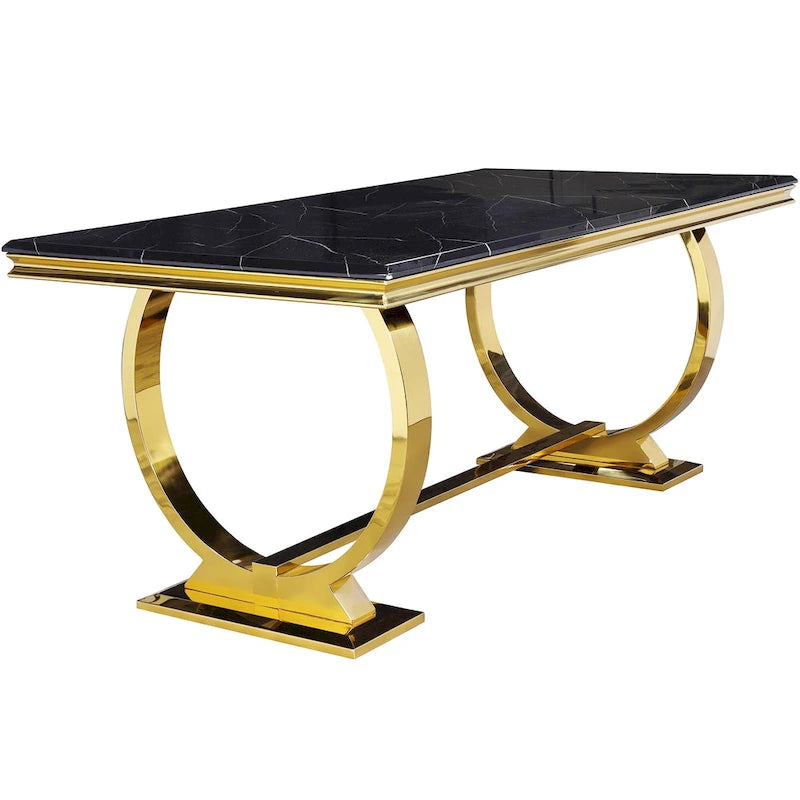 Mesa de comedor con base en U de acero inoxidable