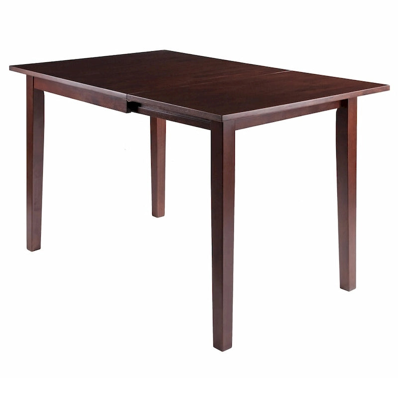 Mesa de comedor de nogal marrón con hojas abatibles y extensión