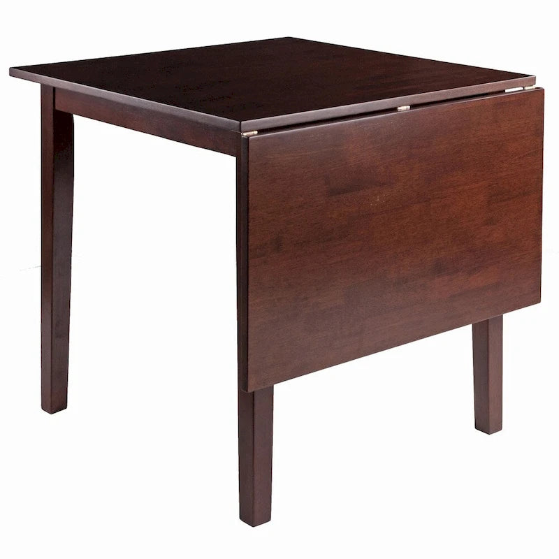 Mesa de comedor de nogal marrón con hojas abatibles y extensión
