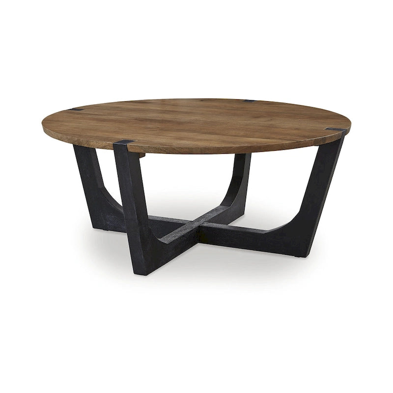 Mesa de centro de madera de mango - marrón/negro, 44W x 44D x 19H