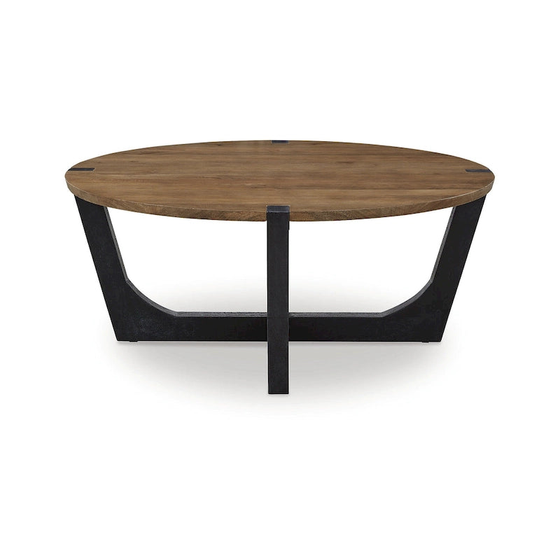 Mesa de centro de madera de mango - marrón/negro, 44W x 44D x 19H