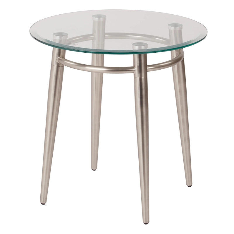 Ronde bijzettafel van glas en metaal