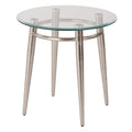 Ronde bijzettafel van glas en metaal
