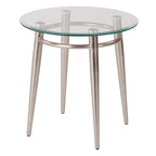 Ronde bijzettafel van glas en metaal