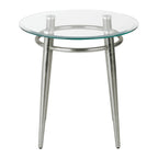 Ronde bijzettafel van glas en metaal