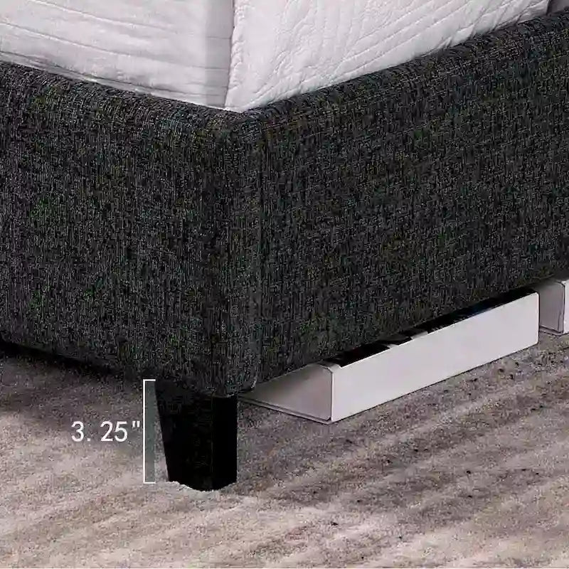 Ψηλό κρεβάτι πλατφόρμας με επενδεδυμένο πάνελ σε σκούρο γκρι