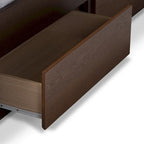 Grey Fabric and Walnut Wood Storage Platform Bed