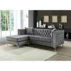 Paige Velvet Tufted Sofa with Chaise