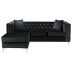 Aksamitna sofa pikowana z odwracalnym szezlongiem