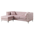 Aksamitna sofa pikowana z odwracalnym szezlongiem