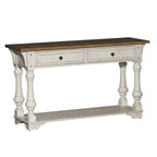 Antique White Wire Brushed Tobacco Accents Sofa Table