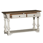 Antique White Wire Brushed Tobacco Accents Sofa Table