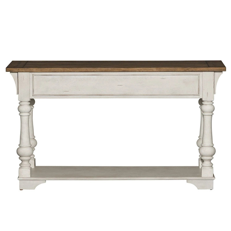 Antique White Wire Brushed Tobacco Accents Sofa Table