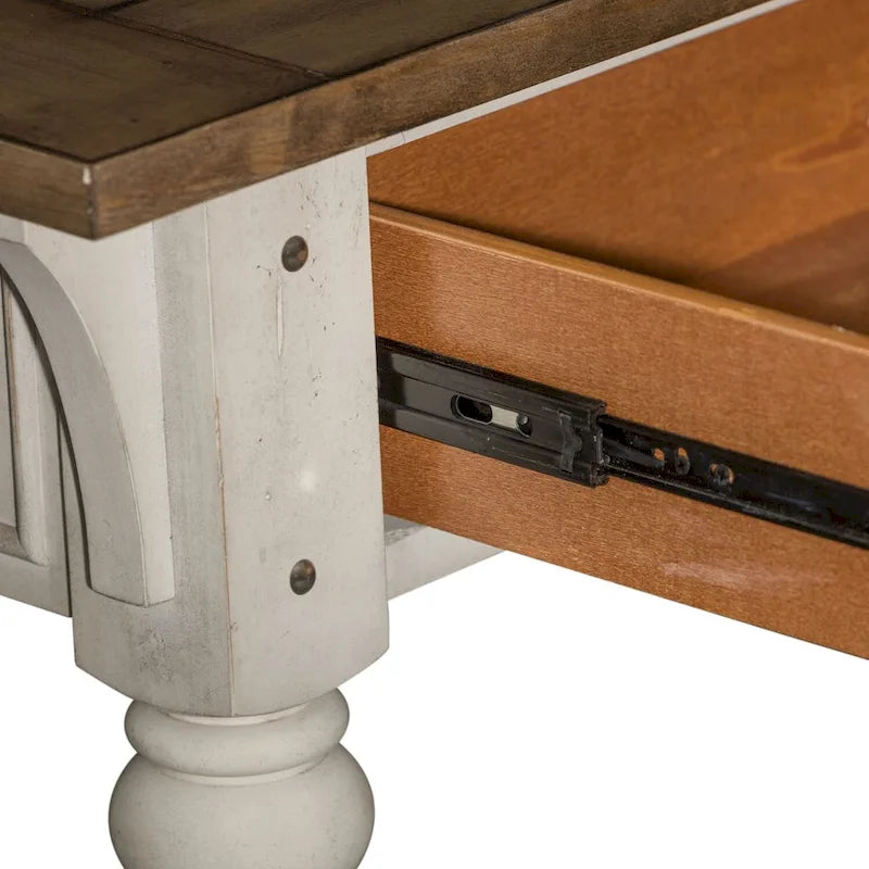 Antique White Wire Brushed Tobacco Accents Sofa Table