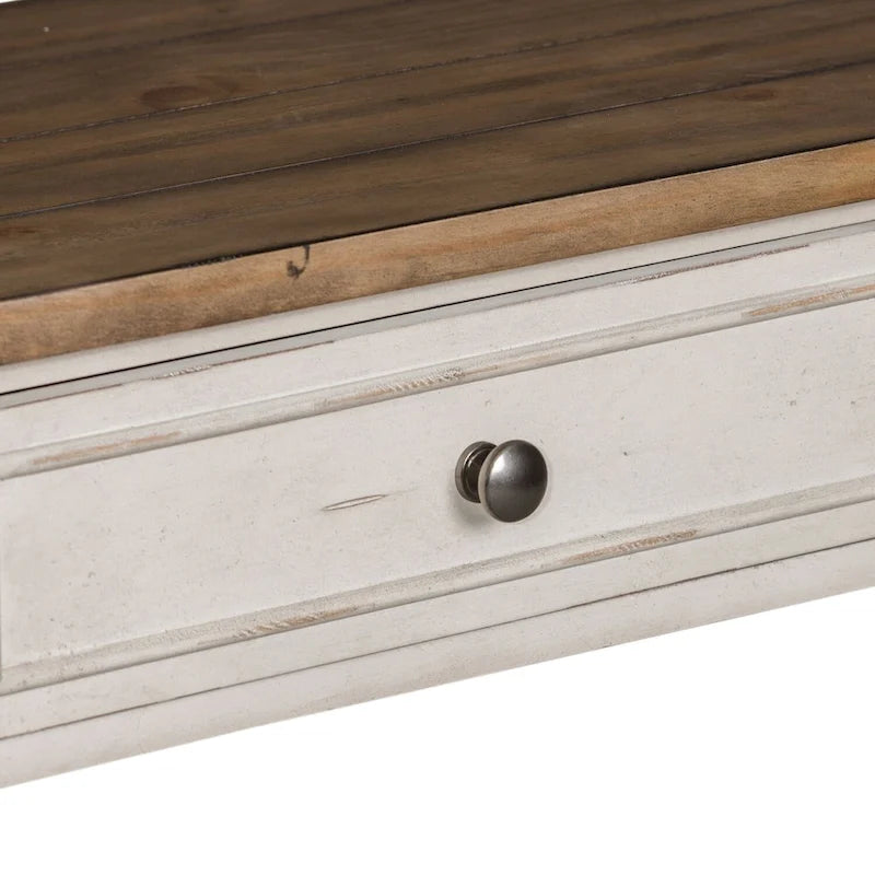 Antique White Wire Brushed Tobacco Accents Sofa Table