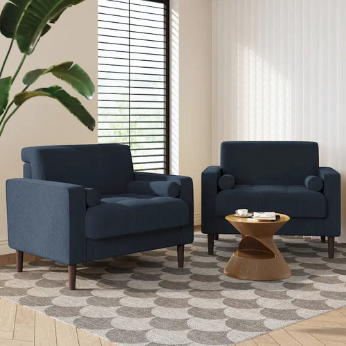 Set van 2 corduroy fauteuils met rolkussens